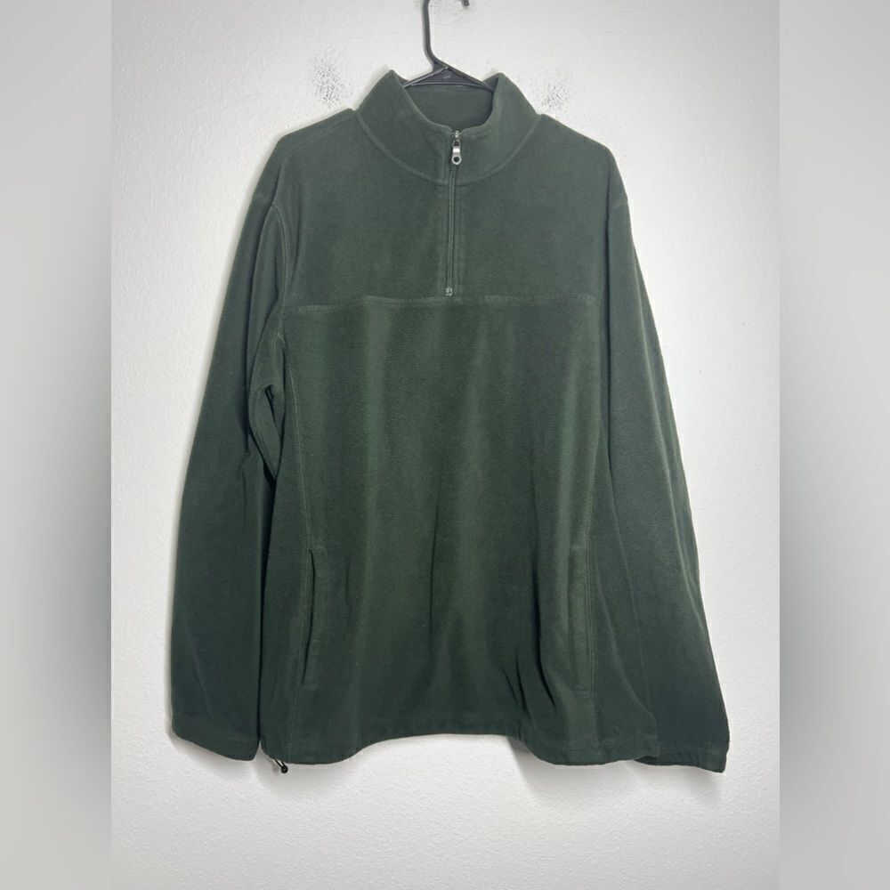 Croft & Barrow Mens Fleece Pullover Size XL Green 1/4 ZIP Front Pockets